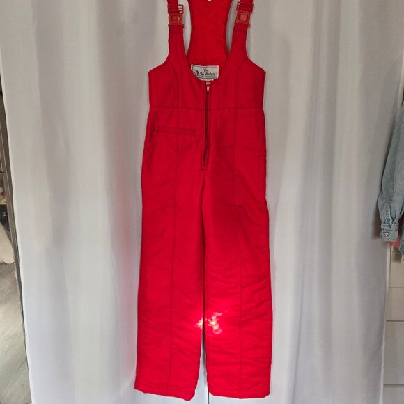 Vintage red bib ski / snow pants - Picture 1 of 12